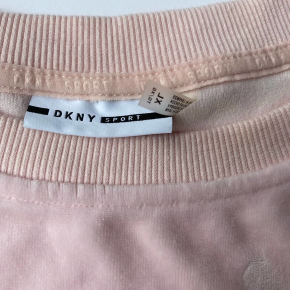 DKNY Sport Pink Velour Spell Out Pullover Sweater - Picture 4 of 10